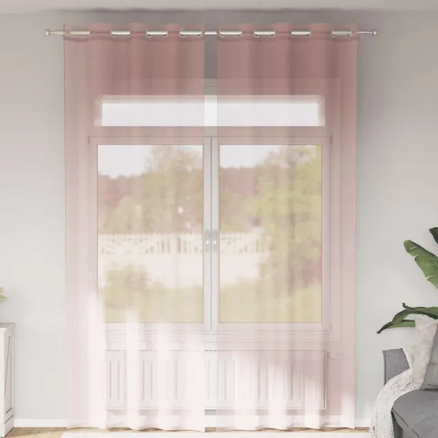 vidaXL Gordijnen voile met doorvoertules 2 st 140x260 cm lichtroze