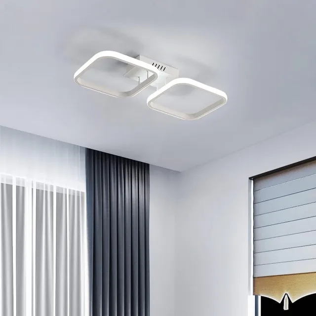 Haobosic Moderne LED plafondlamp, 2 witte vierkante plafondlampen voor keuken, slaapkamer, hal, 30W Diameter 50 cm [Energieklasse A+++]