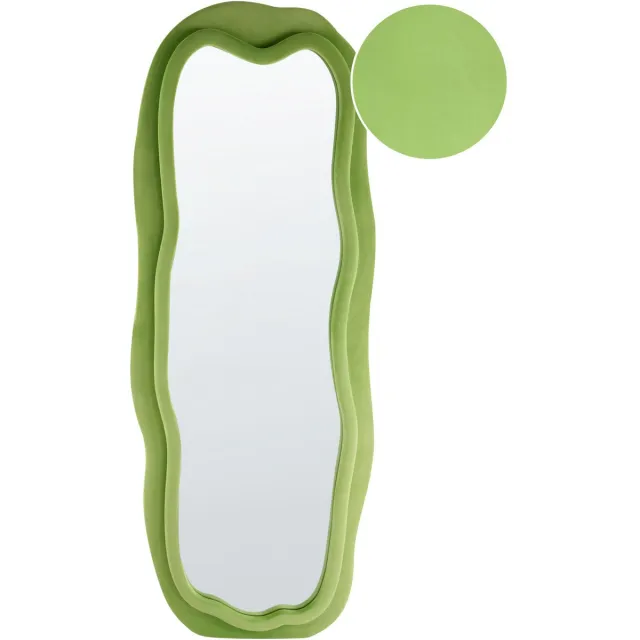 Beliani BEAUNE - Wandspiegel - Groen - Fluweel/MDF
