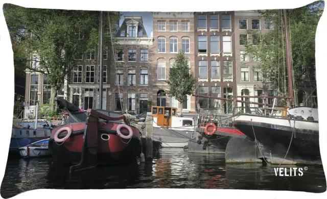 Velits outdoor Sierkussen - Buitenkussen Amsterdamse Grachten Dutchies In Kleur Waterafstotend - Zwart - 40 Cm X 60 Cm mixed