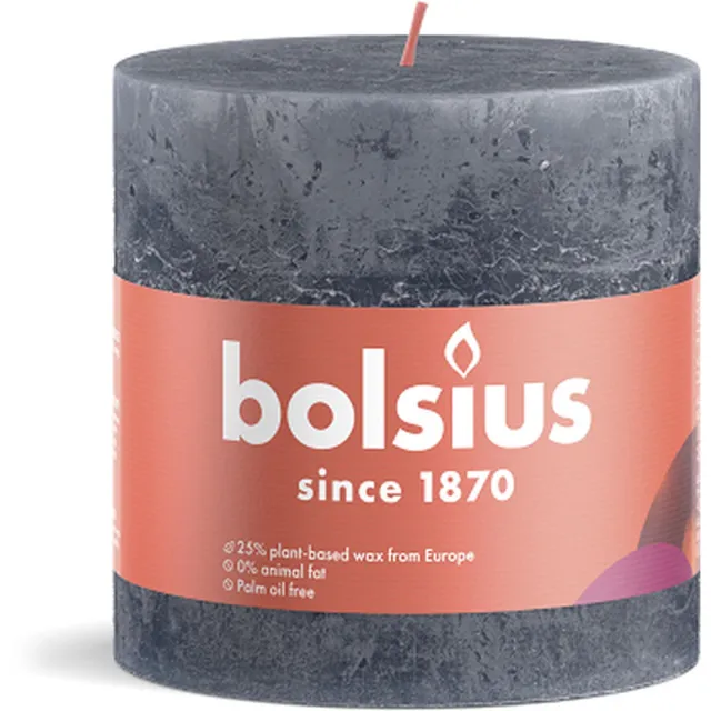 Bolsius 3 stuks Bolsius leiblauw rustiek stompkaars 100/100 (62 uur) Slate Blue