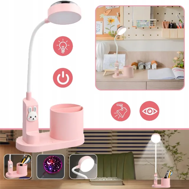 Buyya Roze Oplaadbare Bureaulamp, Kleine Tafellamp, Aanraakgevoelig Dimbaar, Nachtlampje Voor Leesplezier Naast Het Bed, Geschikt Voor Thuis, Kantoor Of Slaapkamer