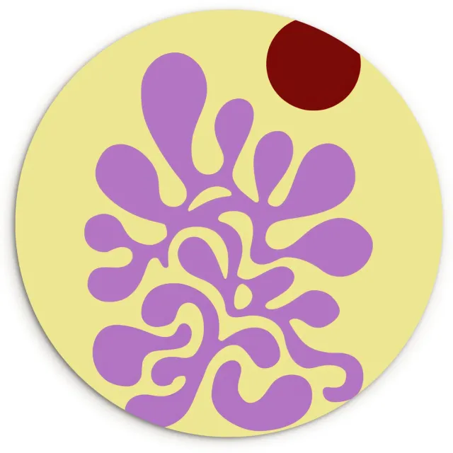 WallCircle Wandcirkel 150x150 cm - Muurcirkel Koraal - Cirkel - Abstract - Geel - Muurdecoratie woonkamer - Wanddecoratie slaapkamer - Kamer decoratie accessoires - Ronde schilderijen