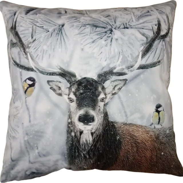 Clayre & Eef Kussenhoes 45x45 cm Bruin Grijs Polyester Hert Sierkussenhoes