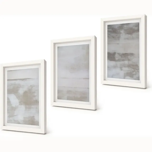Coloray 3-Delige Schilderij Set - Versleten texturen, moderne industriële stijl - 20x30 - Wanddecoratie - Schilderijen Set - Kantoor - Moderne Wanddecoratie Witte lijst