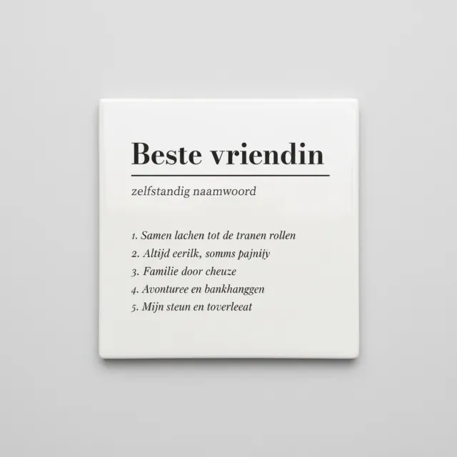 Nevolis Keramieken Tegel 15×15 cm – “Beste Vriendin” Definitie Tegel met Hartverwarmende & Grappige Vriendschapsbetekenis Multi Color