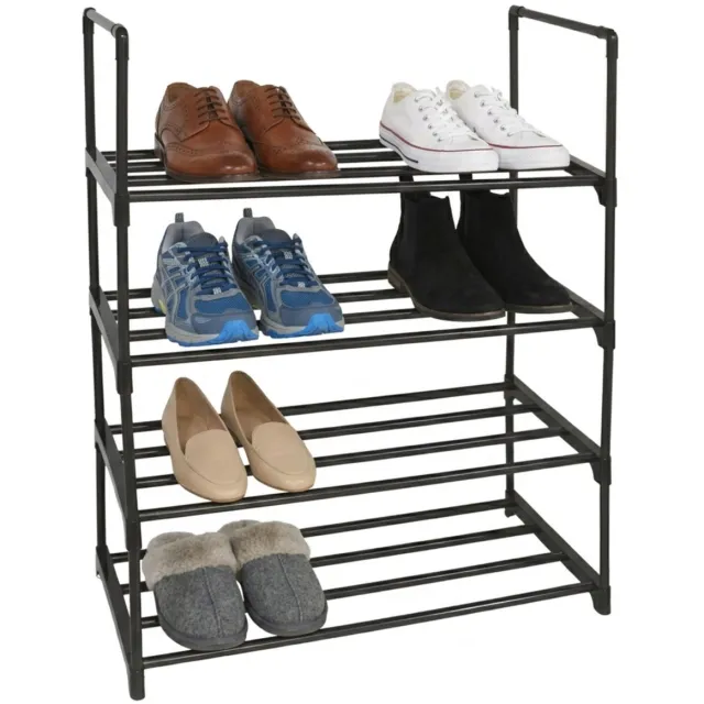 Gerimport Schoenenrek - zwart - 4-laags - metaal - 30 x 60 x 72 cm - voor 12 paar schoenen