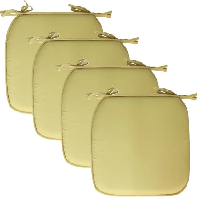 Pro Garden Progarden Stoelkussen Anna - 4x - binnen/buiten - geel - 39 x 39 x 3 cm - polyester