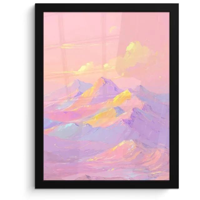 FrameYourWall Poster in lijst - Fotolijst 30x40 cm - Posters - Bergtoppen - Wolken - Dromerig - Posterlijst zwart - Decoratie - Wanddecoratie woonkamer - Muurdecoratie slaapkamer