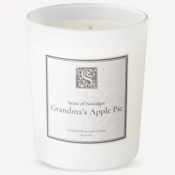 Sense of Nostalgia Geurkaars - Grandma's Apple Pie - 100% Plantaardige Koolzaadwas - Vegan - Appeltaart - Geurkaars - Cadeau wit