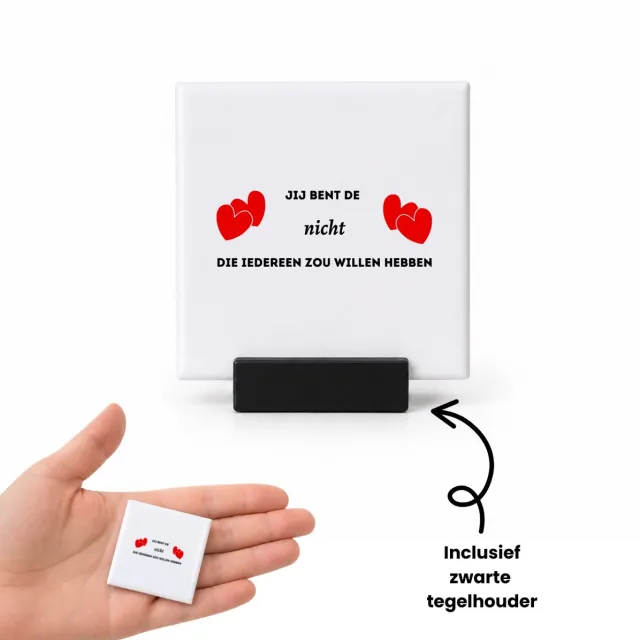 Hacebo jij bent de nicht die iedereen zou willen hebben tegeltje met tegelhouder - Nicht - geweldige nicht - tegeltjes met tekst - liefste nicht - verjaardag - cadeau - kado - bedankje - geschenk - spreuktegels - 4.8x4.8 CM Wit
