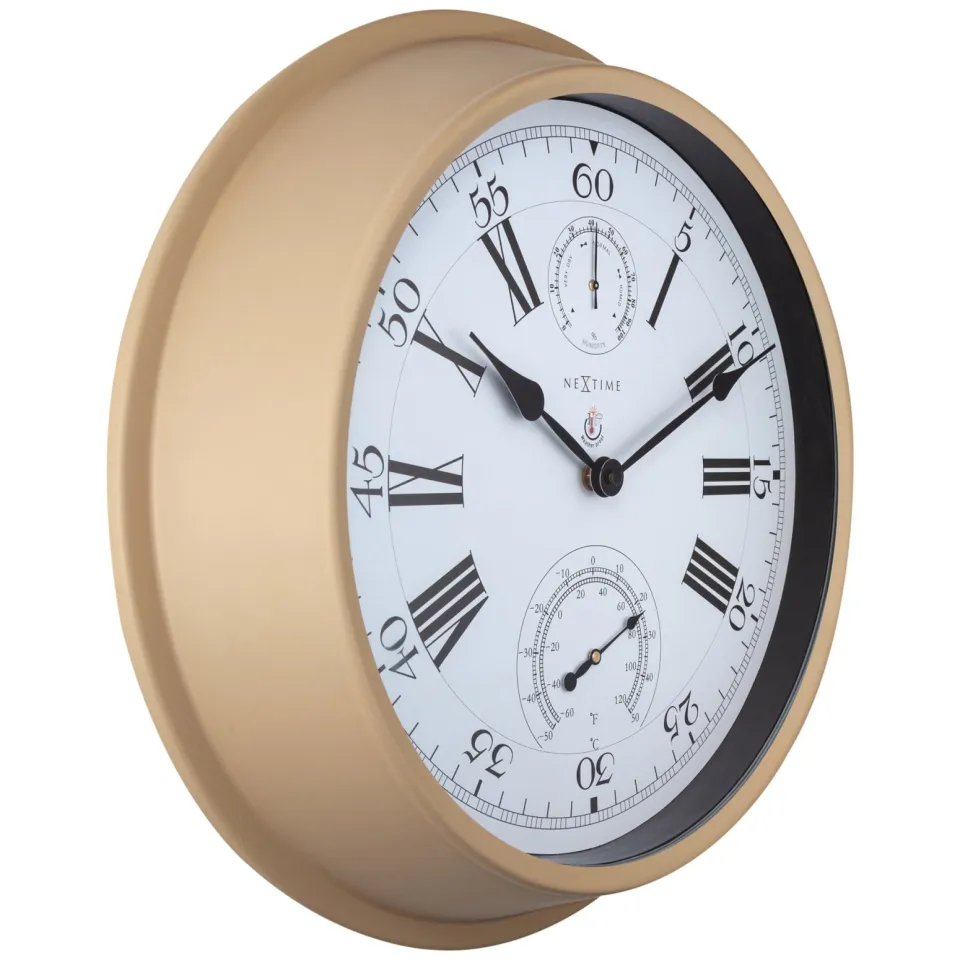 NeXtime Weerstation - Wandklok - 40,5 cm - Metaal - Hyacint bruin, foto 2