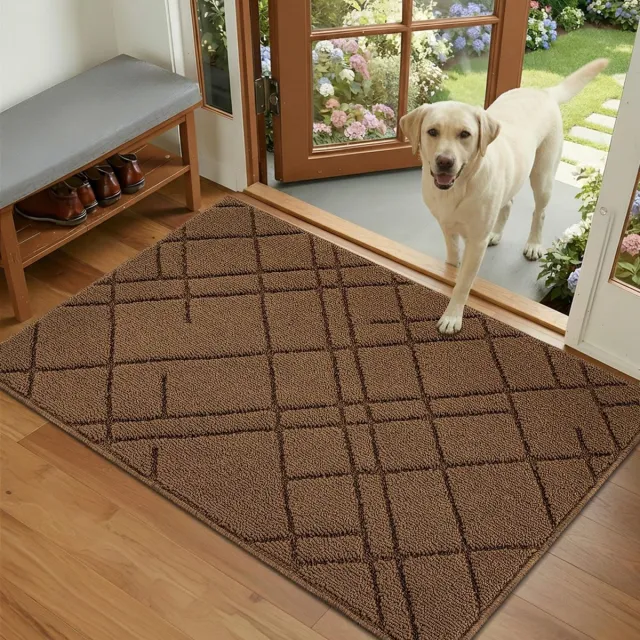 BiscproDeurmatten Binnen - Absorberend Antislip Wasbaar Diamantpatroon - voor Patio Voordeur - Achterdeur - Entree - Graden -60 x 90 cm Bruin
