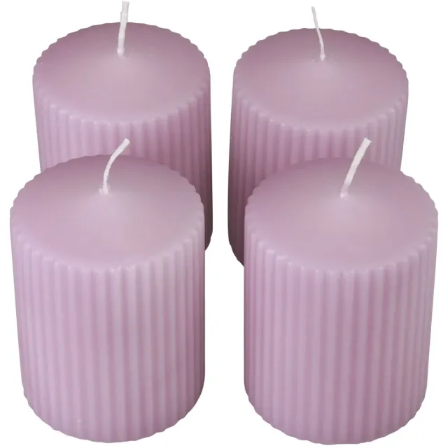 Wenzel Kerzen Stompkaarsen lila groefkaarsen decoratie 70/90mm 4 st Paars
