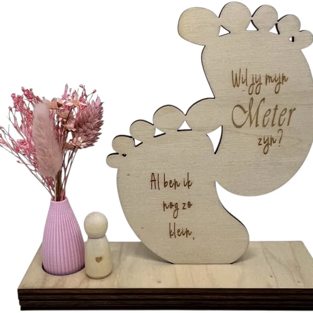 Stars 4 you Tekstbord Wil je mijn METER zijn? | voetjes | roze |meter vragen | meter worden | meter worden | cadeau meter | Doosje met een vraag
