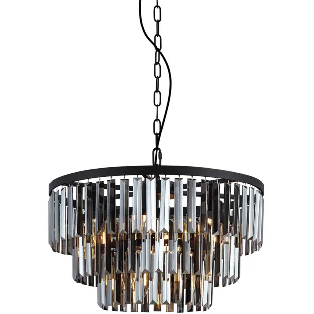 QAZQA amel - Moderne Kroonluchter - 9 lichts - Ø 50 cm - Zwart - Woonkamer