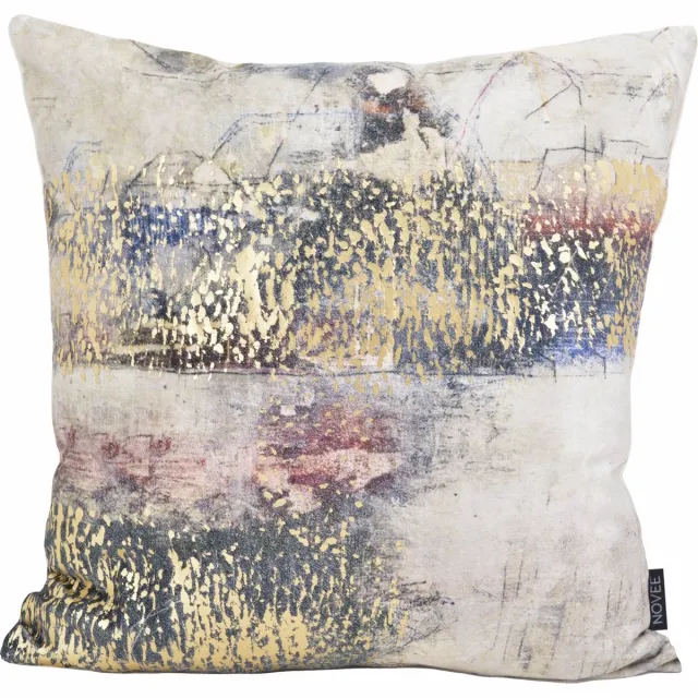 NOVÉE Loué Rush Kussenhoes | Velvet/Viscose | 45 x 45 cm Grijs/Goud