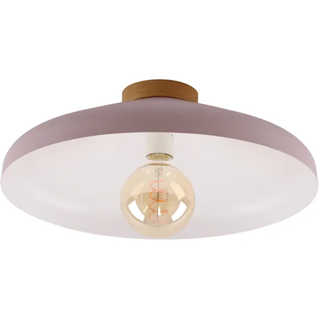 Olucia FREDDIE - Plafondlamp - Roze / Hout - Vorm: Rond