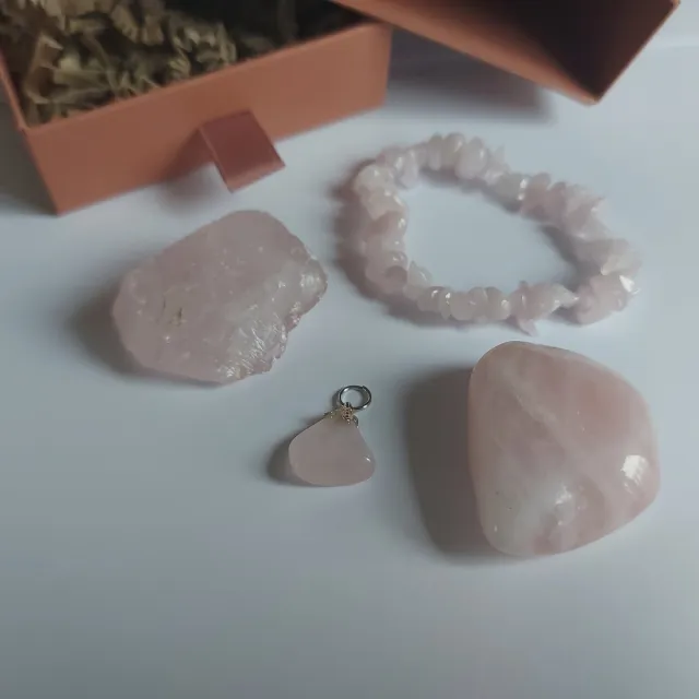 Natural Blooming Geboortemaand cadeau setje - Januari - Rozenkwarts - Spiritueel - Bijzonder Kado - Gift - Verjaardag