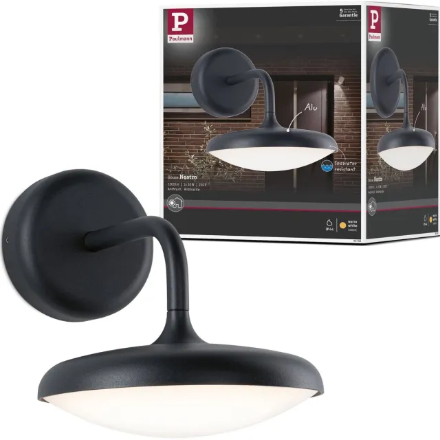 Paulmann LED-wandarmatuur voor buiten Nostro zeewater bestendig IP44 rond 180x250 mm 3000K 10W 900lm 230V Antraciet Aluminium