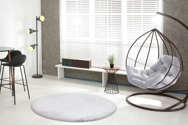 Lalee Heaven - Ronde Vloerkleed - Tapijt – Karpet - Hoogpolig - Superzacht -comfy Fluffy - rabbit fur- 200x200 cm Rond Zilver grijs