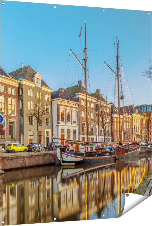 Gards Tuinposter Groningen Hoge der A Haven - 120x150 cm - Tuindoek - Tuindecoratie - Wanddecoratie buiten - Tuinschilderij Multikleur