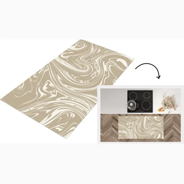 KitchenYeah Keukenloper - Loper keuken - Marmer - Beige - Crème - Keukenloper vinyl Multicolor