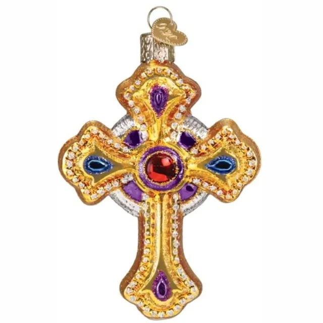 Old World Christmas Kerstbal Heilig Kruis – Handgemaakt glazen ornament van Old World Christmas – 11,5cm Goud