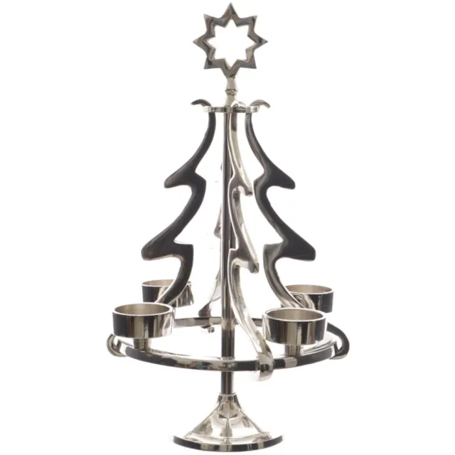 Kaemingk adventskandelaar boom zilver 4 waxinelichtjes