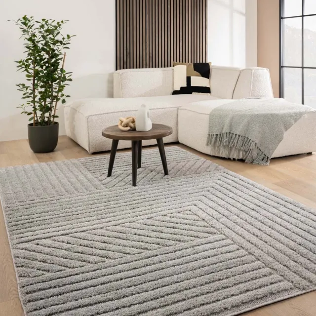 Tapeso Scandinavisch vloerkleed - Arc Edge lichtgrijs 240x340