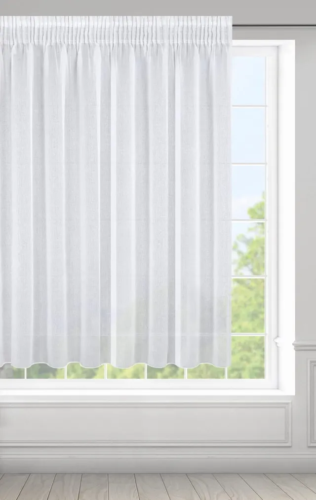 Ibenzoa Transparant en Elegant Raamdecoratie Gordijn met Plooiband voor Slaap- en Woonkamer (350x150cm) wit