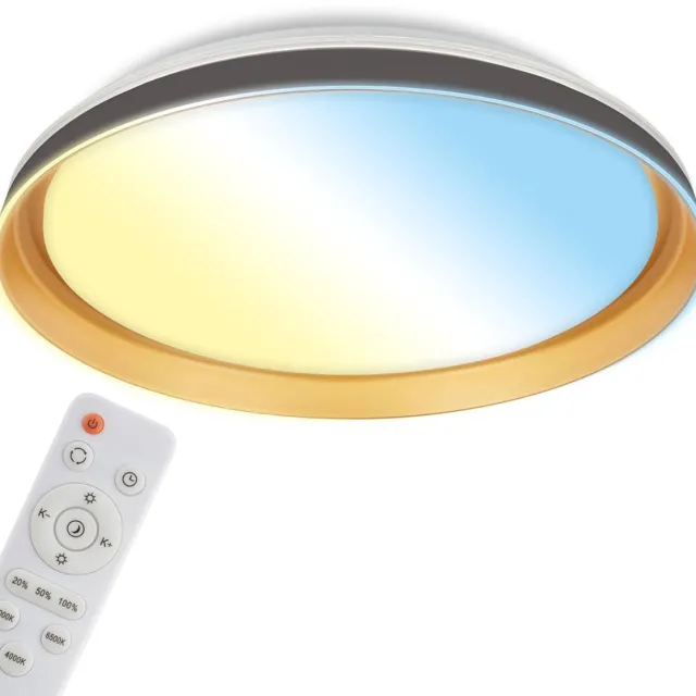 B.K.Licht BRILONER Gima – LED Plafondlamp – dimbaar met afstandsbediening – instelbaar van warm wit tot koud wit licht – timerfunctie – Ø51cm Zwart-Goud