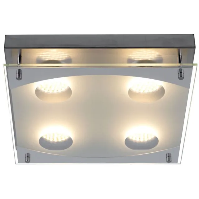 ESTO LED-plafondlamp, plafondverlichting, woonkamerlamp, zilver, staal, 4 lampen, H 7,5 cm
