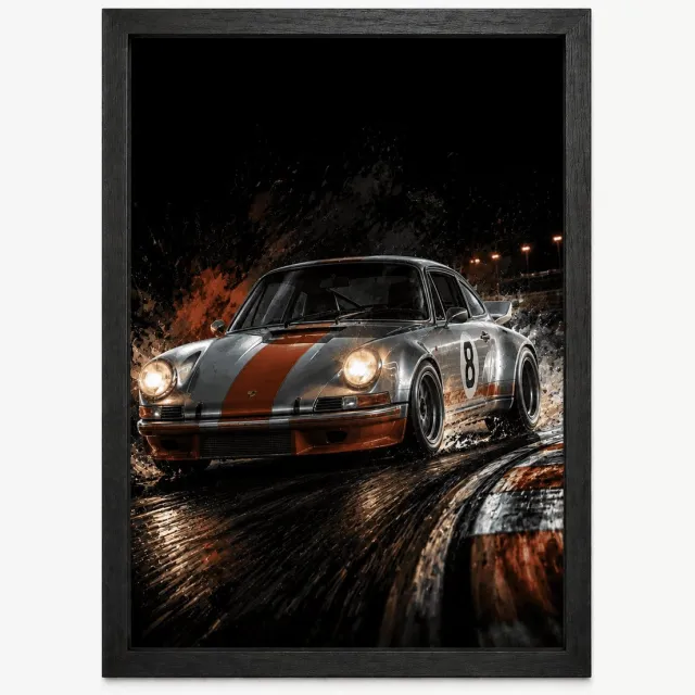 Joshimo Porsche 911 Carrera RSR Poster | Klassieke Raceauto | Inclusief Zwarte A4 Lijst