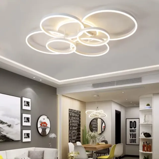 softlite ® Led Plafondlamp - Dimbaar met Afstandsbediening - 6 Ringen - 100 cm- 130 Watt - Energieklasse A ++ - Wit - Plafonniere - Modern - led lamp - Woonkamer - Kamer - Eetkamer - Eettafel - Keuken - Slaapkamer