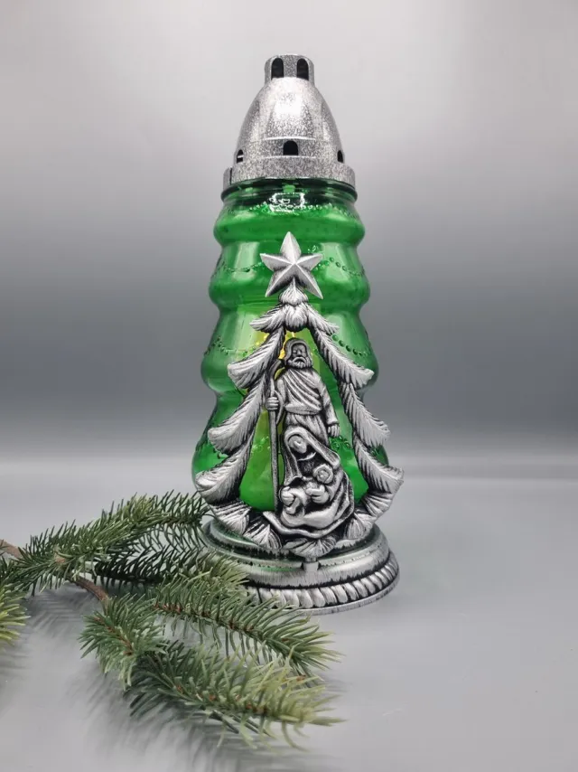 Lubema Herdenkingslicht - R34s - Kerstboom - Kerststal - Zilver - Kerst - Grafkaars – Graflicht – Graflantaarn – Grafdecoratie - Windlicht