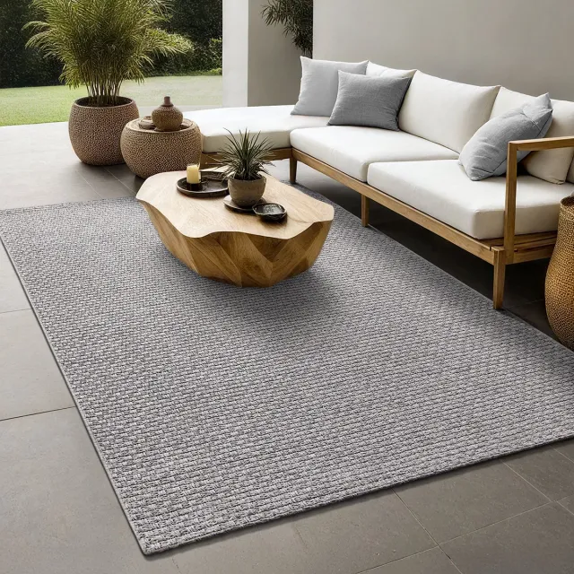 the carpet Maldives– Slijtvaste buitenkleed in Boho- & Vintage-stijl, weerbestendig, UV-bestendig & onderhoudsvriendelijk, ideaal voor balkon, terras, tuin & woonkamer, Grijs, 240 x 340 cm