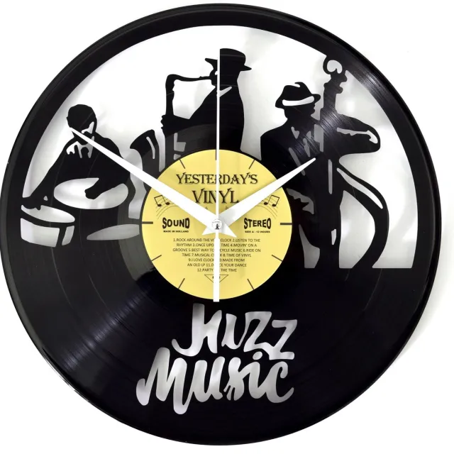 Yesterdays Vinyl Retro - Klok gemaakt van een echte LP - Met geschenkverpakking - Jazz Music zwart