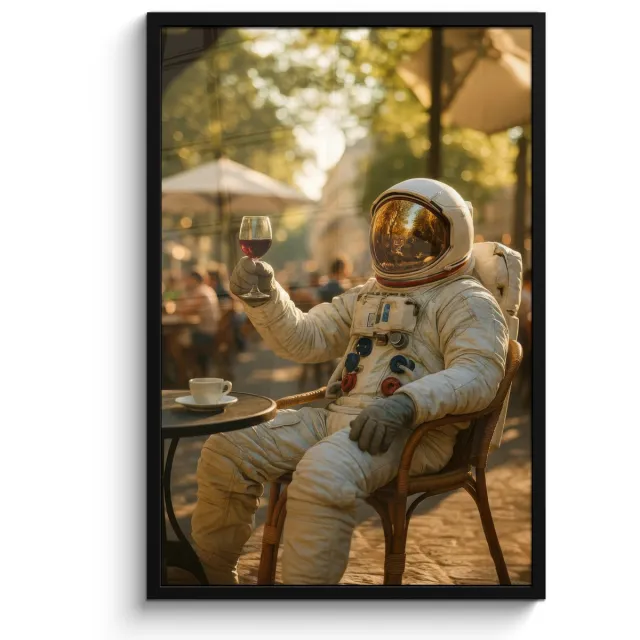 FrameYourWall Poster in lijst - Fotolijst 60x90 cm - Posters - Wijn - Rood - Terras - Koffie - Posterlijst zwart - Decoratie - Wanddecoratie woonkamer - Muurdecoratie slaapkamer