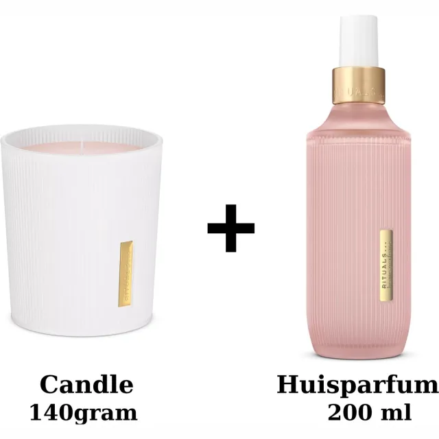 Rituals Sakura - Duo Set - Kaars 140 gram + Huisparfum 200 ml - Home Perfume 200 ml + Candle 140 gram Wit + Licht Roze