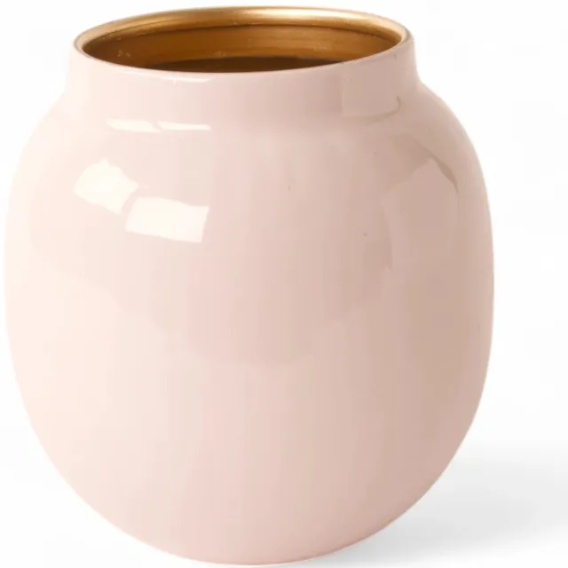 Winq Vaas Zenith 17x17,5cm Lila-Metalen Vaas-Vaas voor Kunstbloemen-Hooglans Lila