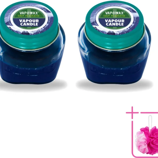 Airpure 2 x Airpure - Kaars Tegen Verkoudheid - Geurkaars - Verlichting bij Verkoudheid - 28,5 g - Bulkverpakking - Kaars tegen verkoudheid - Douchemop - Geurige kaars blauw