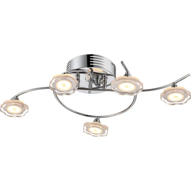 Globo Lighting 25 Watt LED plafondlamp chroom acryl kristallen bloemvorm zilver