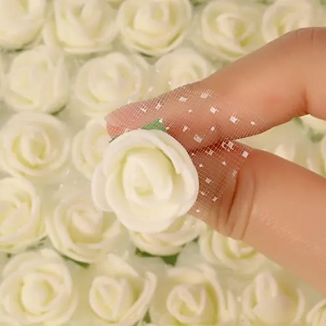 Karma Set van 144 kleine kunstbloemen voor creatieve decoratie Wit