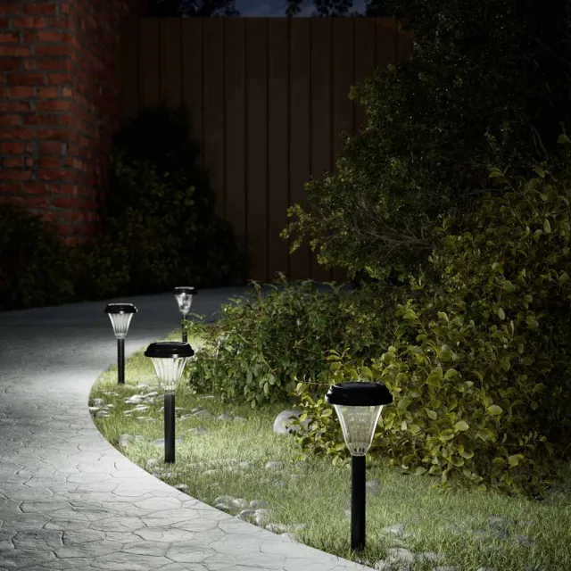 vidaXL Tuinpadverlichting 12 st solar met grondpennen wit Zwart
