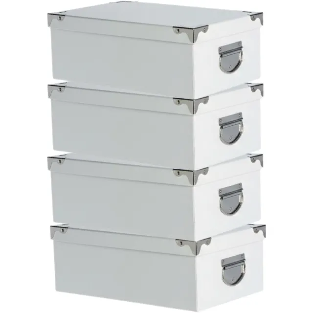 5Five® 5Five Spullen Opbergdoos box - 4x - wit - 36 x 25 x 12 cm - Karton - Diverse toepassingen - Opslagbox