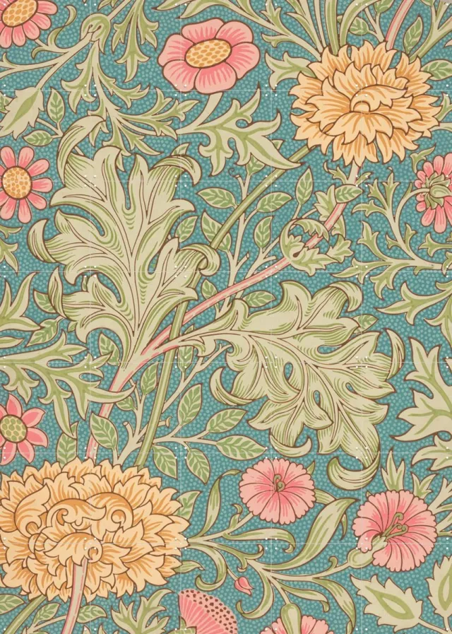 IXXI Double Bough blue, William Morris & Victoria and Albert Museum - 100 x 140 cm - Grote wanddecoratie en posters - Illustraties, Art Nouveau Blauw