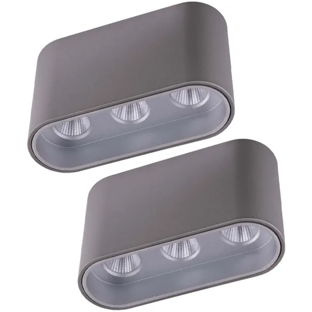 Globo Lighting Plafondlamp LED plafondlamp Hallamp Opbouwlamp grijs zilver Woonkamerlamp, 7W 421lm warm wit, L 10,5x 6,4 cm, set van 2