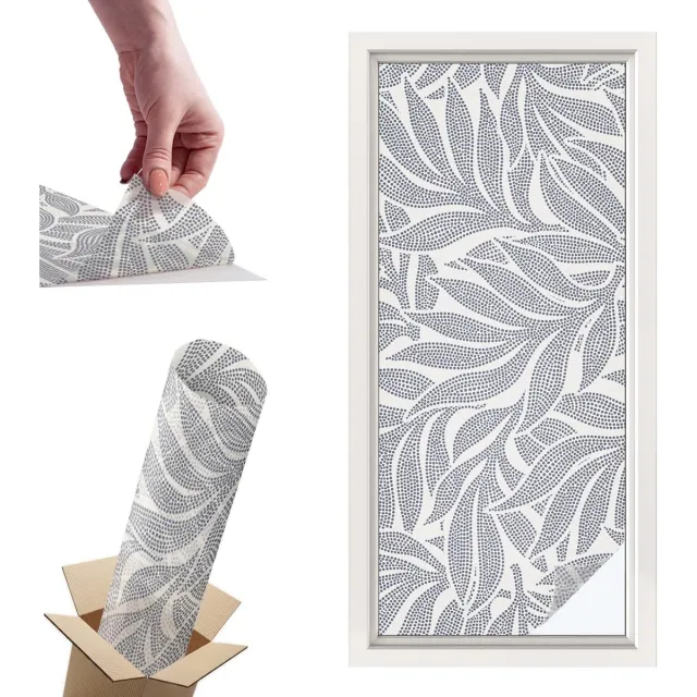 TULUP Raamfolie Anti inkijk - Bladdruppels Privacy Folie Raam - 50x116 cm - Grijs Anti inkijk Folie - Raamfolie Tegen inkijk Glas in Lood - Voor de woonkamer, slaapkamer en kantoor - Raamfolie Zonwering Grijs - Bladdruppels