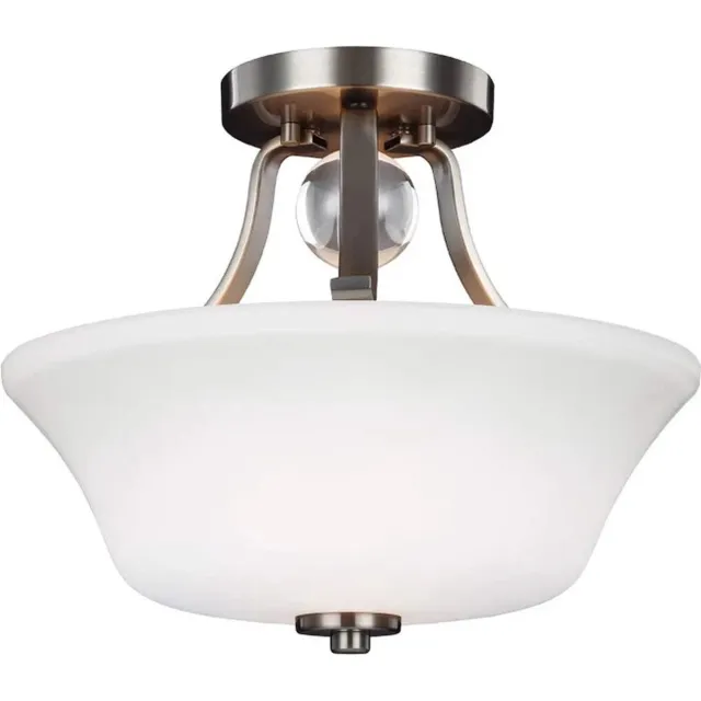 Feiss LED Plafondlamp Evington | 2X E27 Max 60W | Dimbaar | Satin Nickel Geen